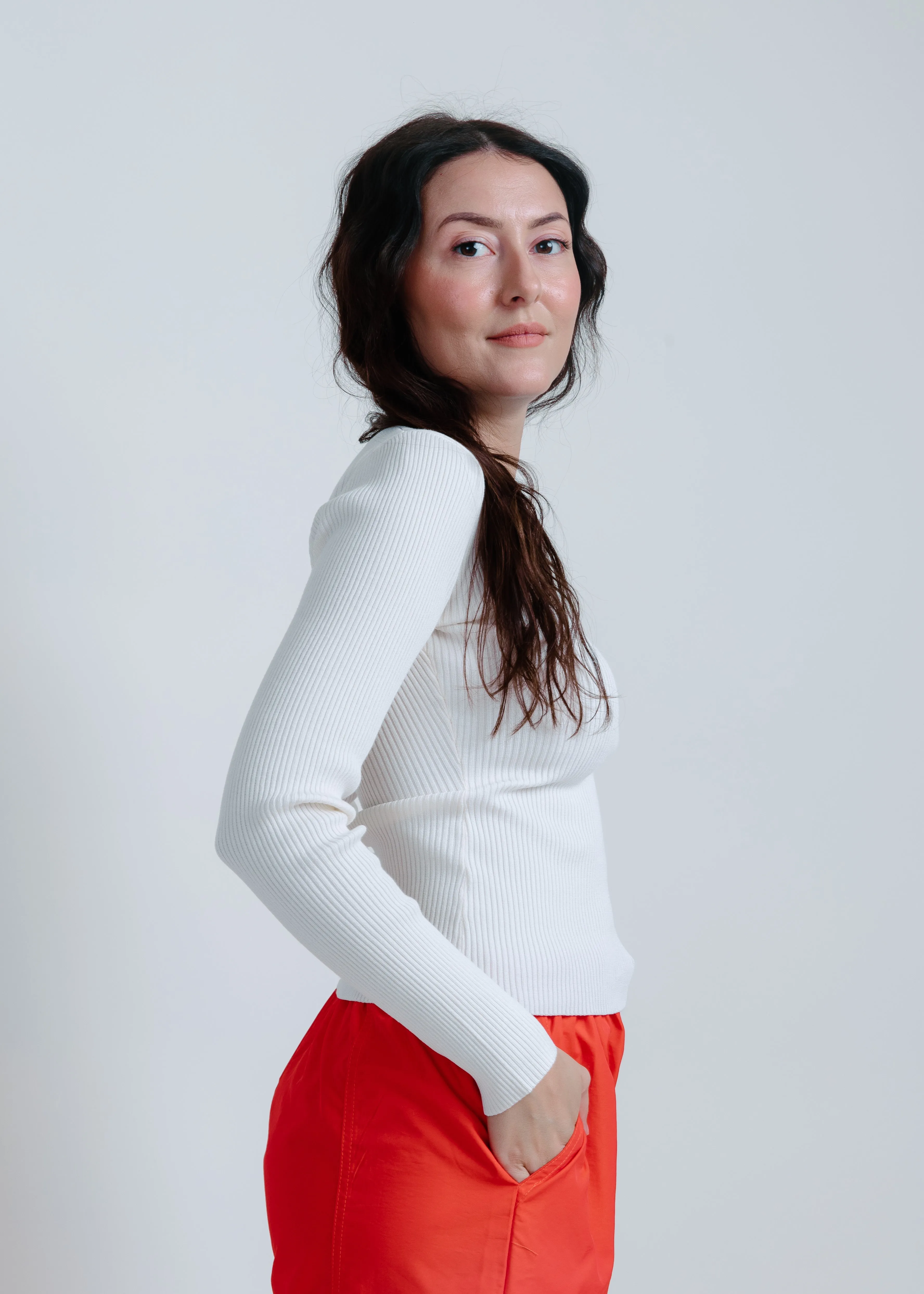 Brooke Ribbed Top - White