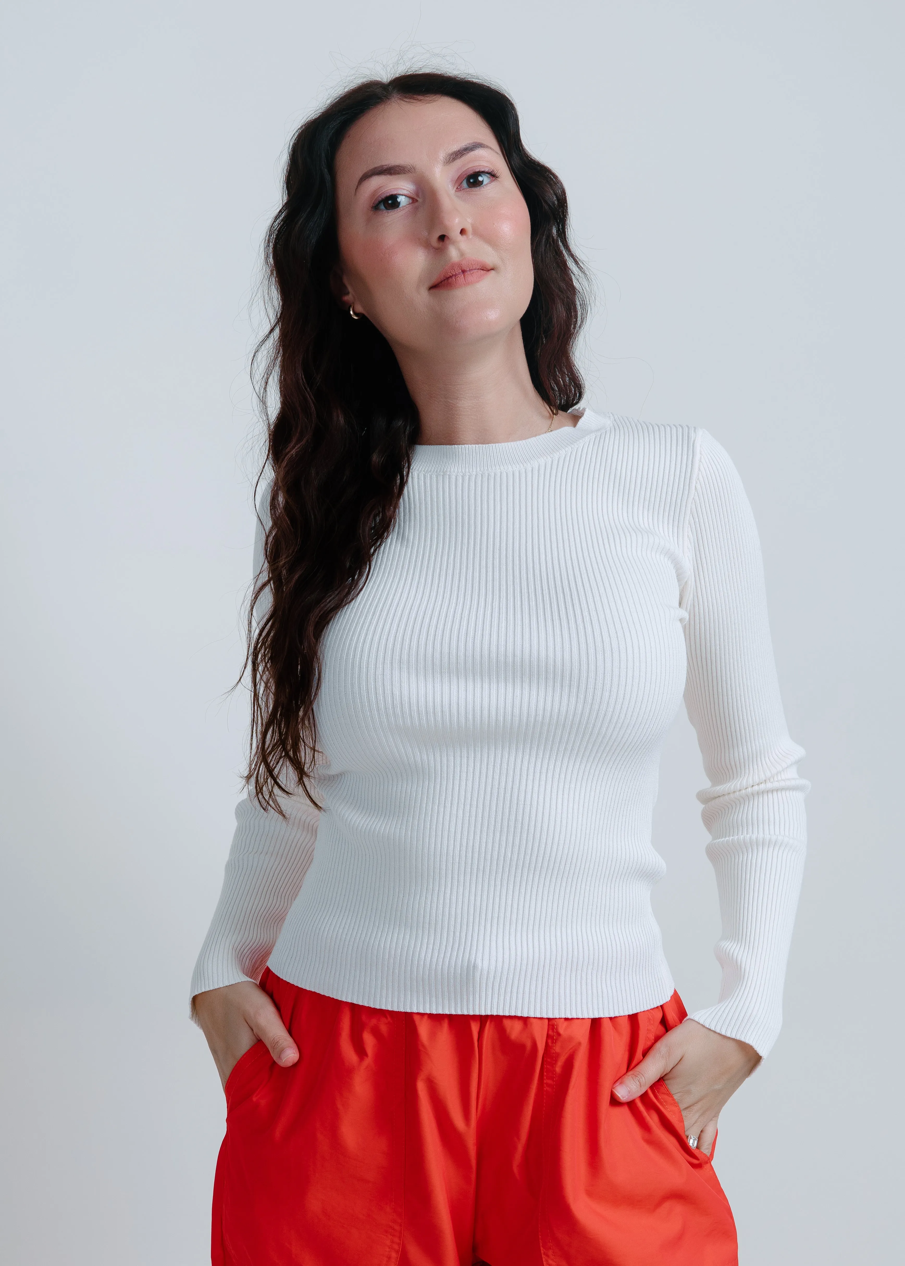 Brooke Ribbed Top - White