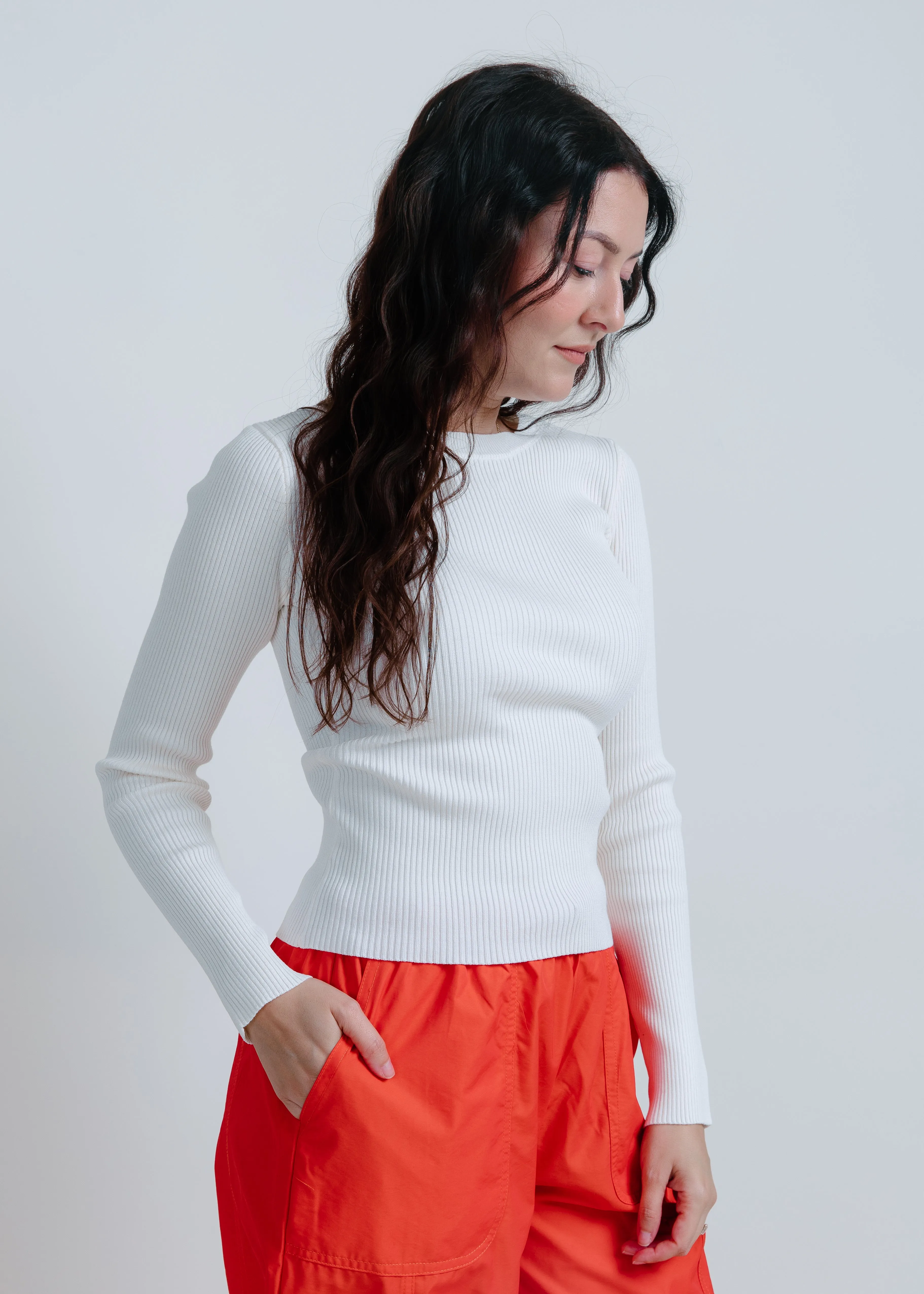 Brooke Ribbed Top - White