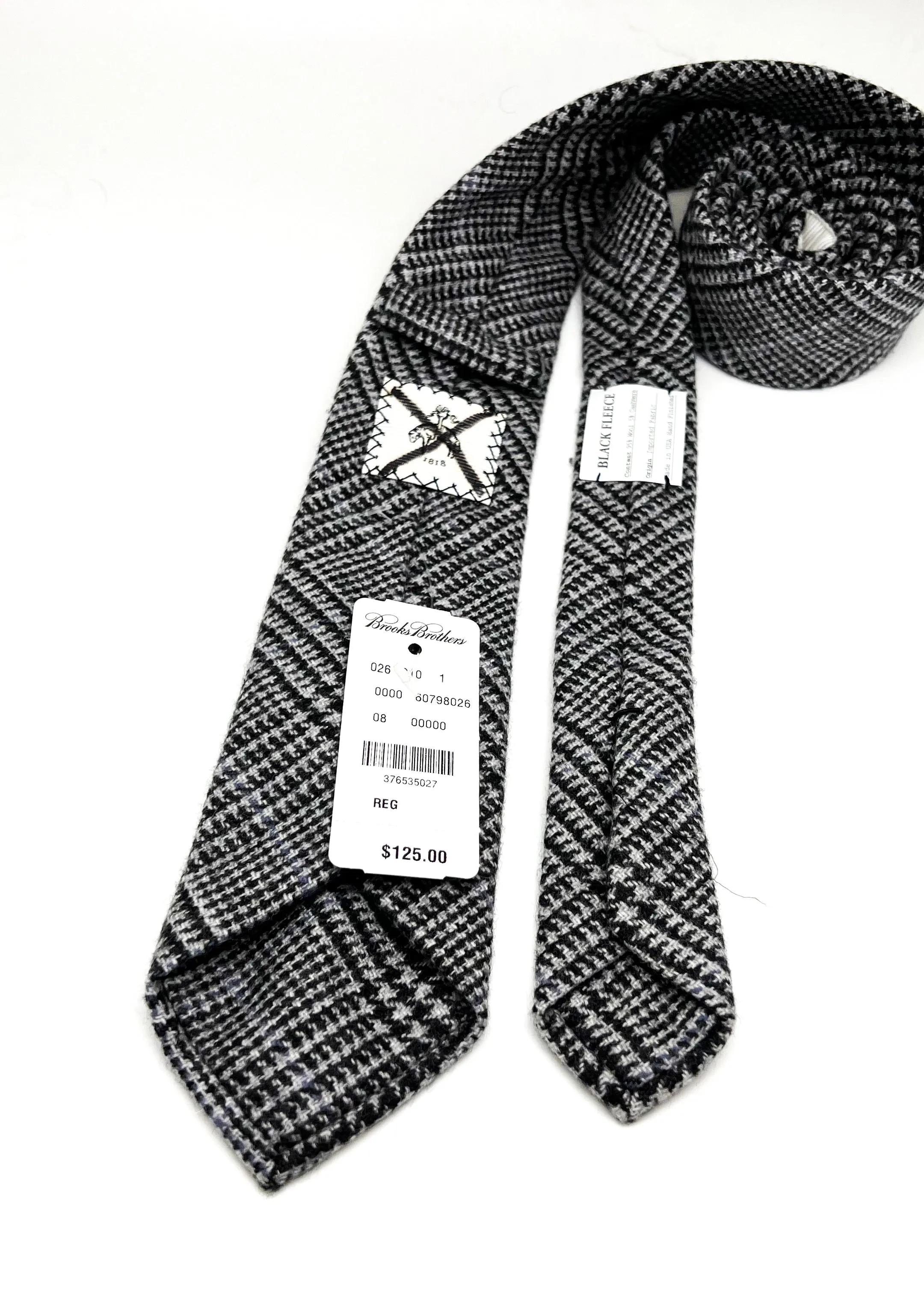 BROOKS BROTHERS BLACK FLEECE -By THOM BROWNE Cashmere Blend Check- Tie
