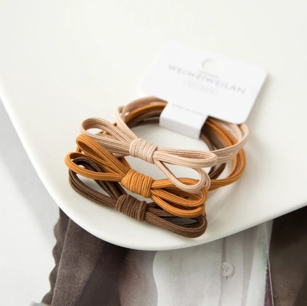 Brown Bow Style Hair Tie Set