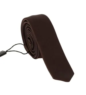 Brown Solid Silk Slim Tie