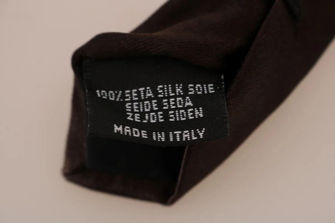 Brown Solid Silk Slim Tie
