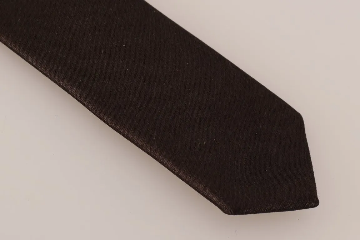 Brown Solid Silk Slim Tie