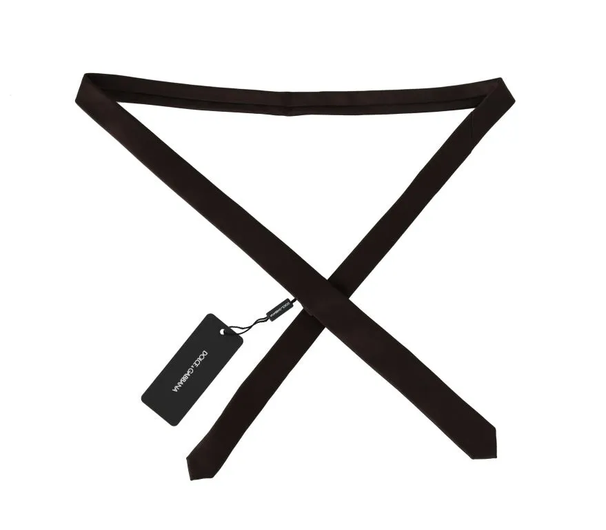 Brown Solid Silk Slim Tie