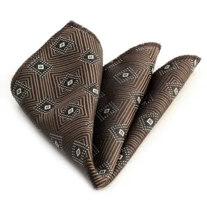 Brown/Black Diamonds Pocket Square for Men - Premium Silk Handkerchiefs for Suits