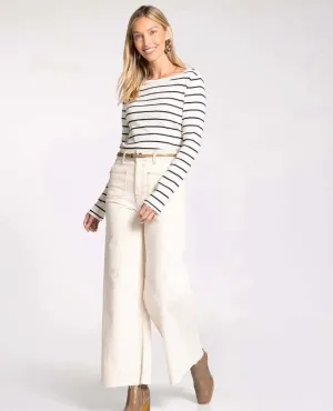 Brynn Long Sleeve Navy White Stripe