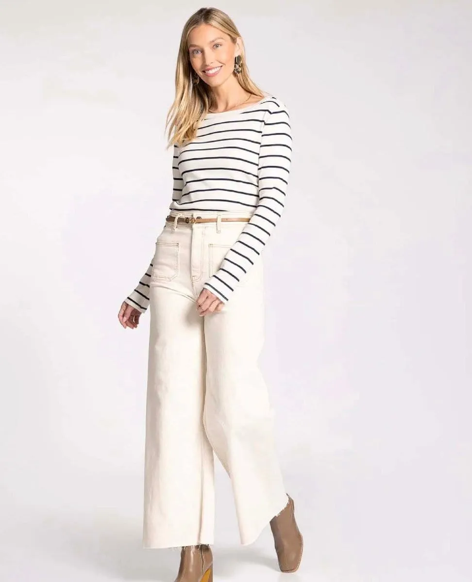 Brynn Long Sleeve Navy White Stripe