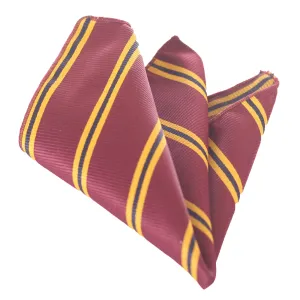 Burgandy & Yellow Lines Pocket Square for Men - Premium Silk Handkerchiefs for Suits