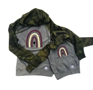 Burgundy And Cream Rainbow Matching Unisex Hoodies | Camo Fleece Hoodies