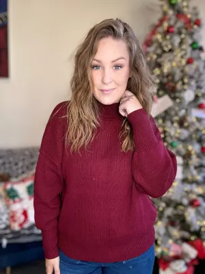 Burgundy Mock Neck Sweater