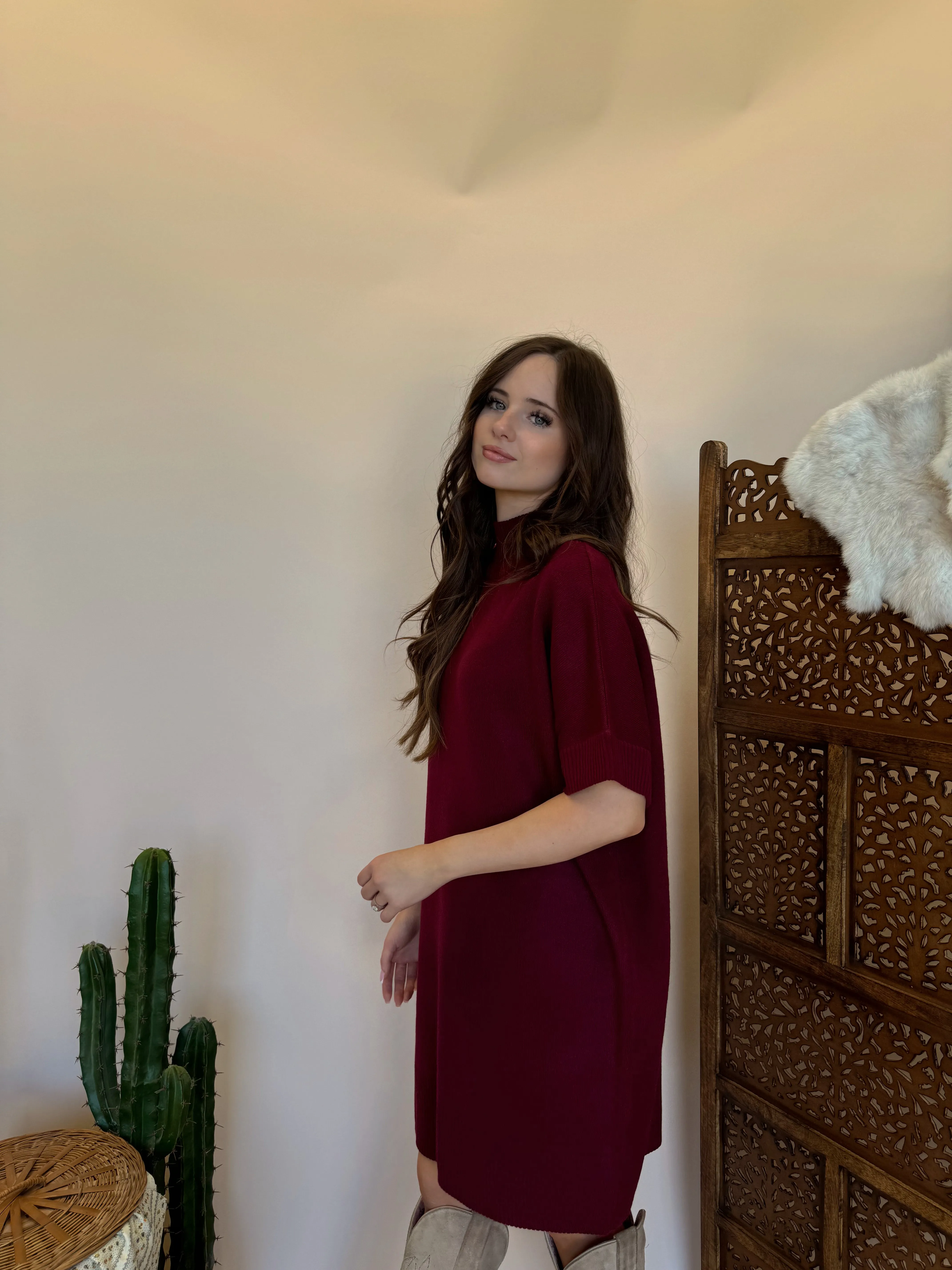 Burgundy Sweater Dress
