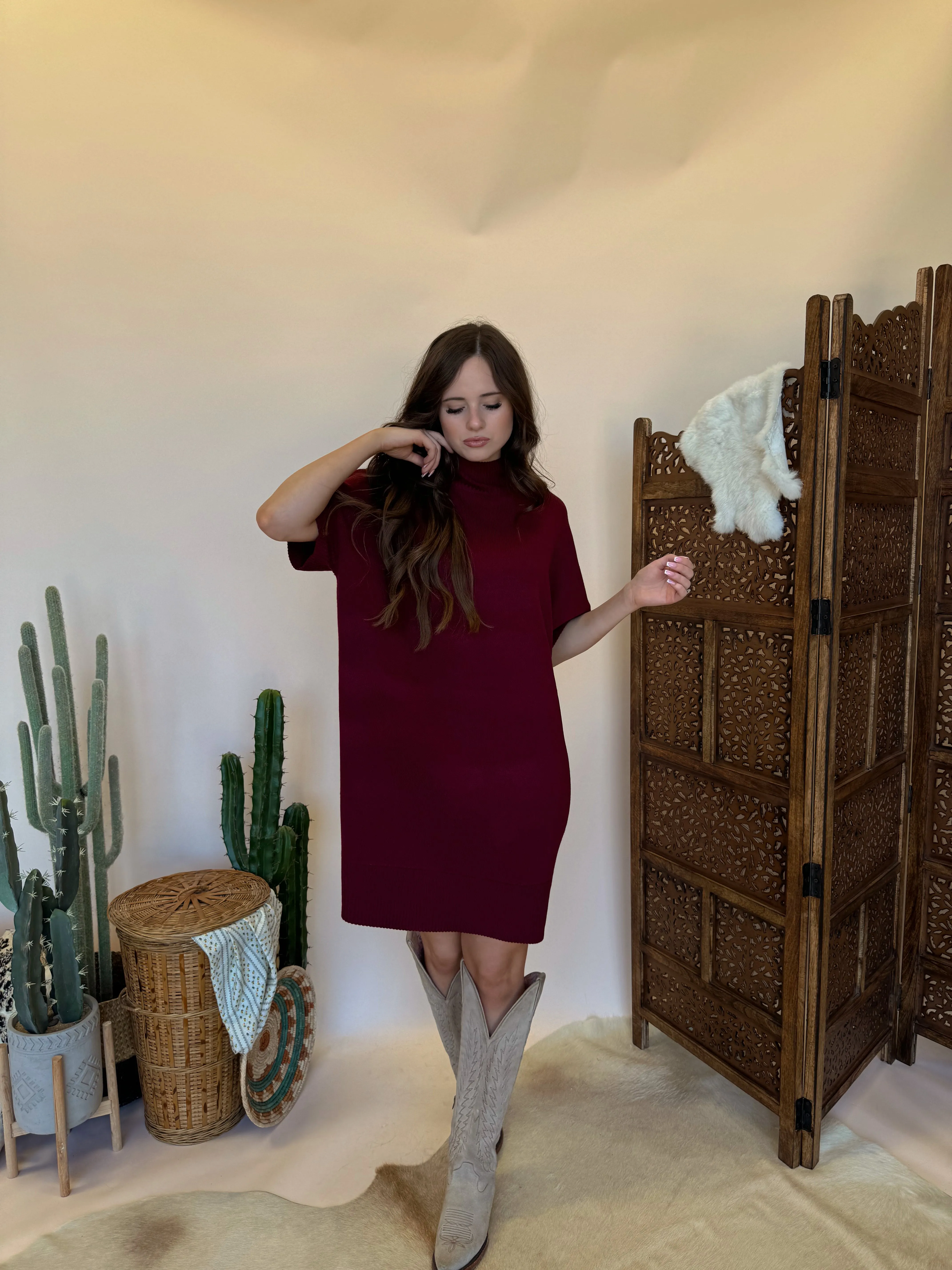 Burgundy Sweater Dress