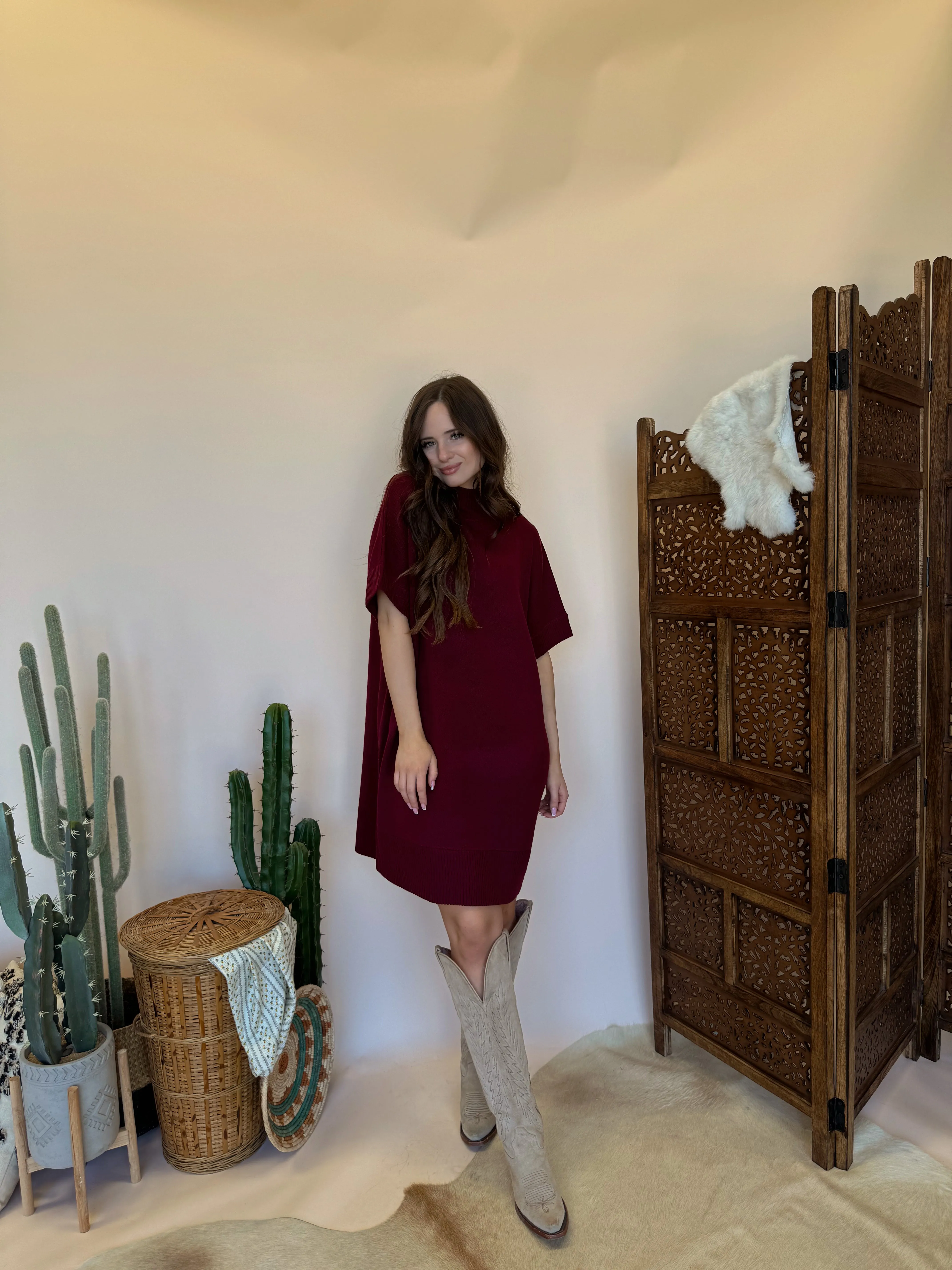 Burgundy Sweater Dress