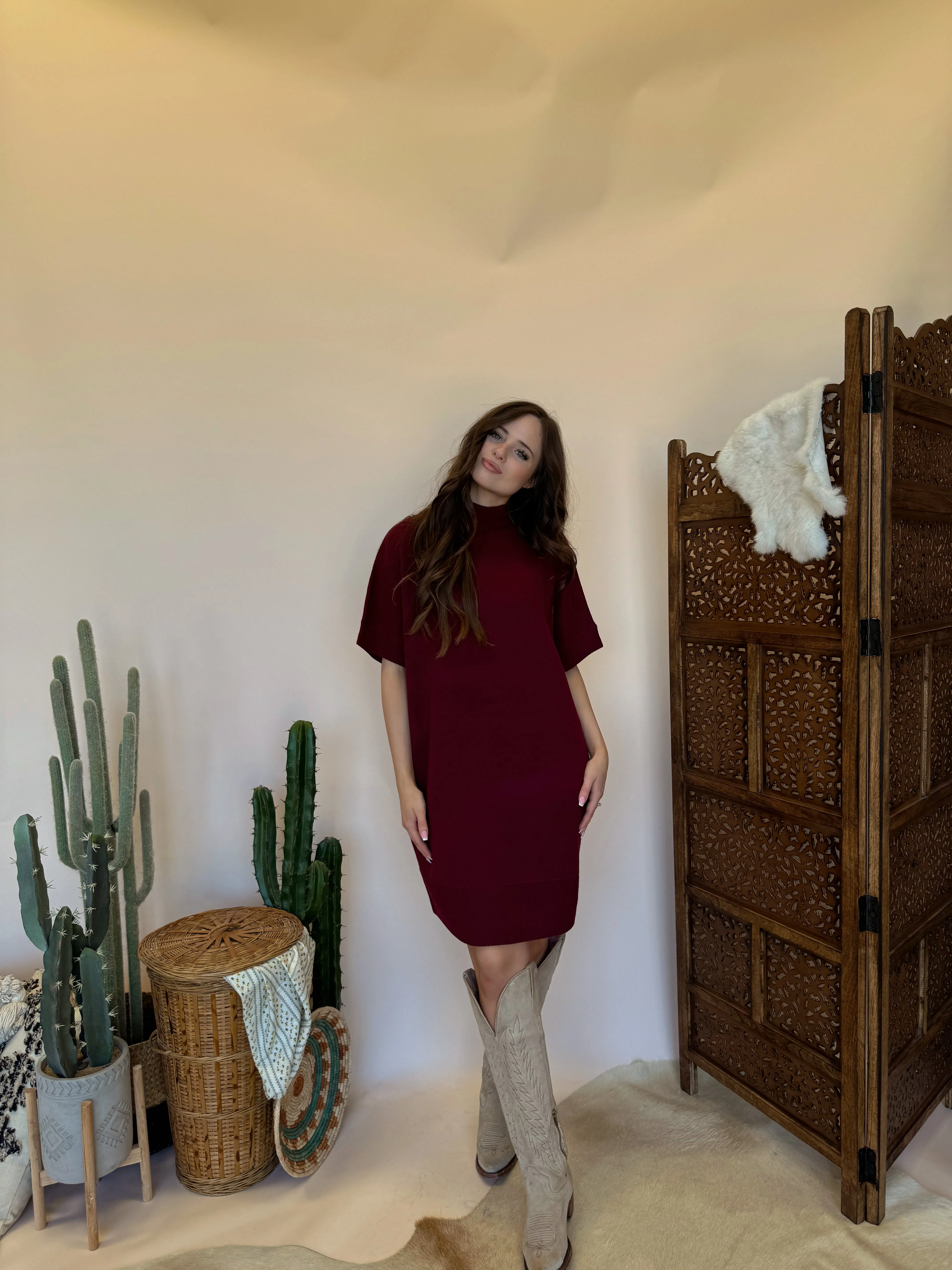 Burgundy Sweater Dress
