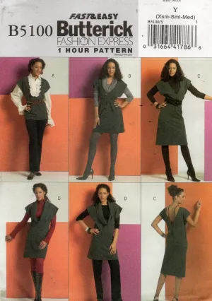 Butterick B5100 Womens EASY Stretch Tunic Dress & Belt Out Of Print Sewing Pattern Size XS - M UNCUT Factory Folded