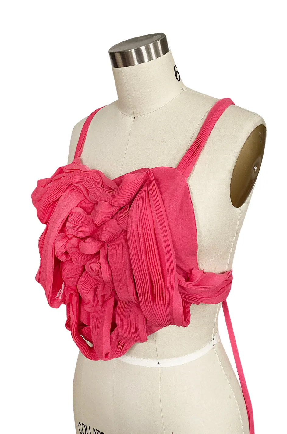 c. Spring 2005 Issey Miyake Vibrant Pink Backless Pleated Oragami Flower Top