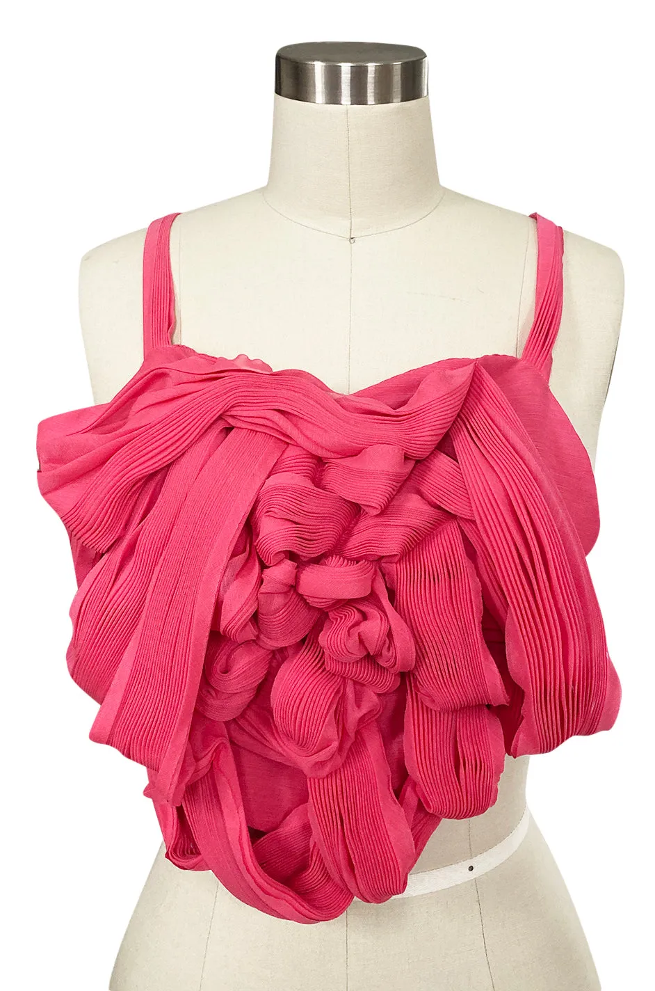 c. Spring 2005 Issey Miyake Vibrant Pink Backless Pleated Oragami Flower Top