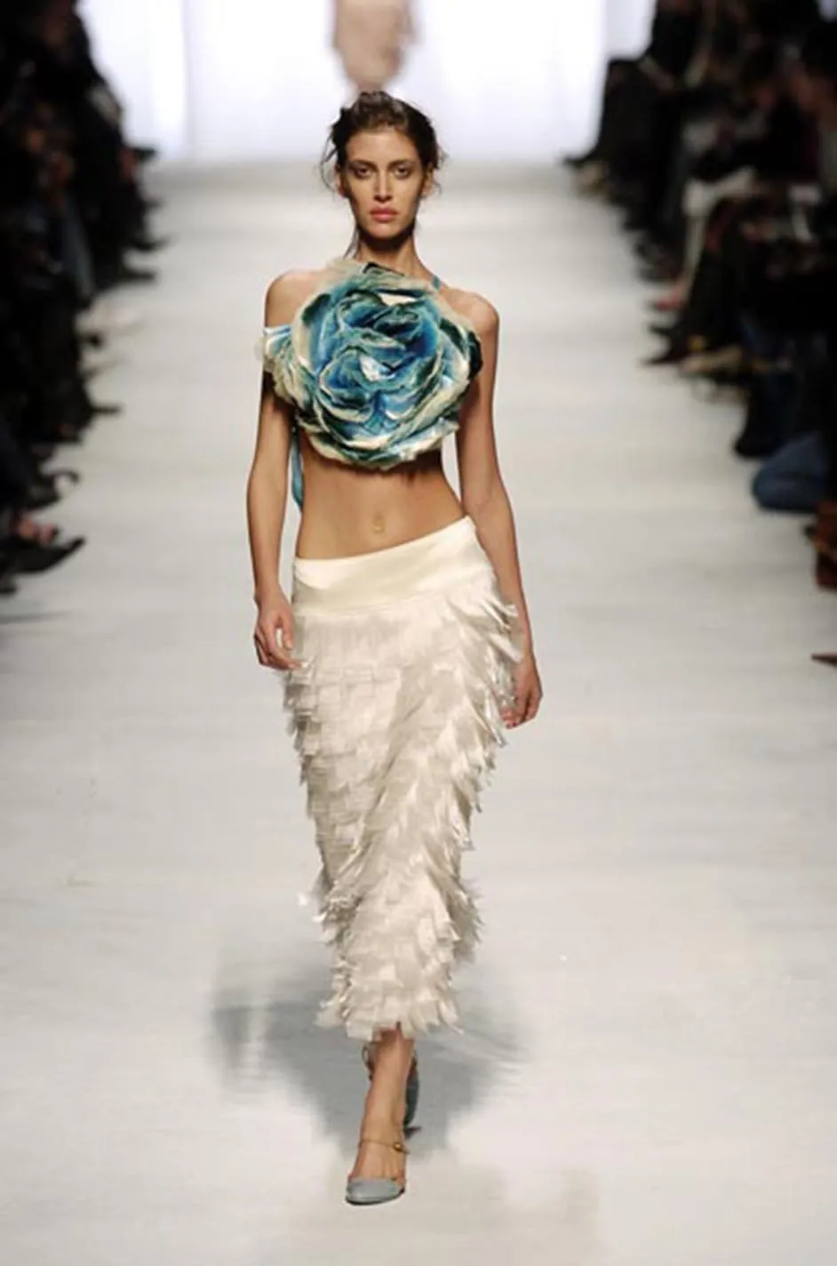 c. Spring 2005 Issey Miyake Vibrant Pink Backless Pleated Oragami Flower Top