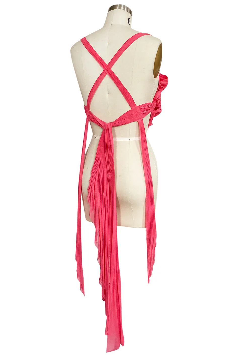 c. Spring 2005 Issey Miyake Vibrant Pink Backless Pleated Oragami Flower Top