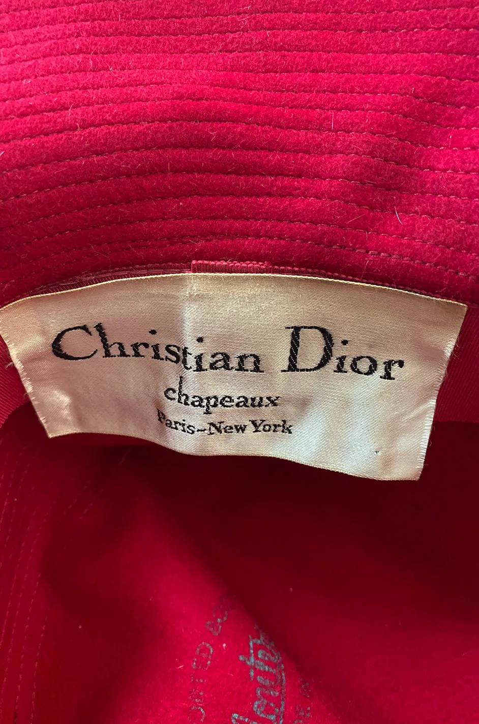 c.1968 Christian Dior Patchwork Ribbon Soft Felt Chenille Fedora Hat