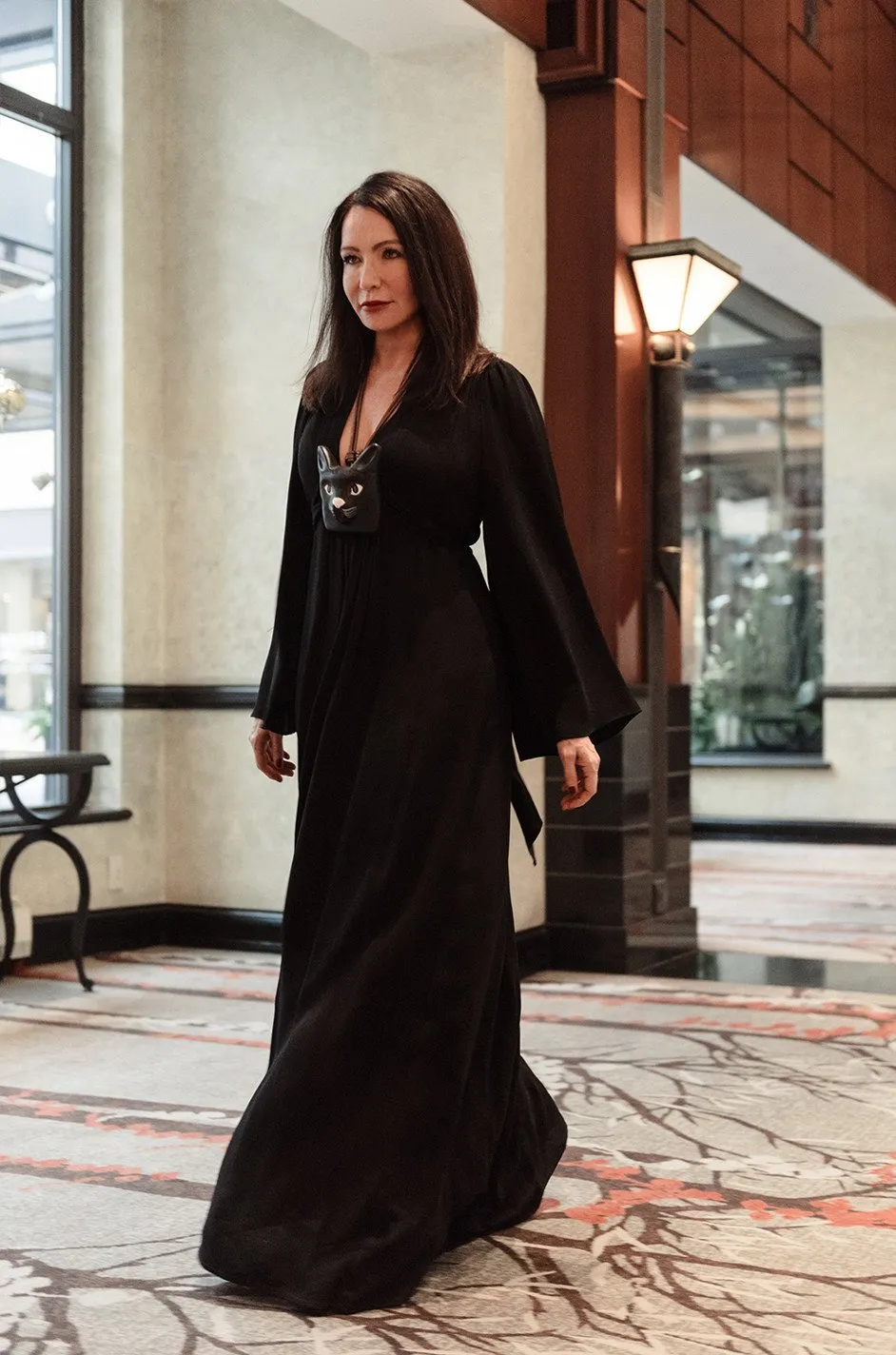 c.1969-1970 Ossie Clark Black 'Graduation' Front Plunge Dress