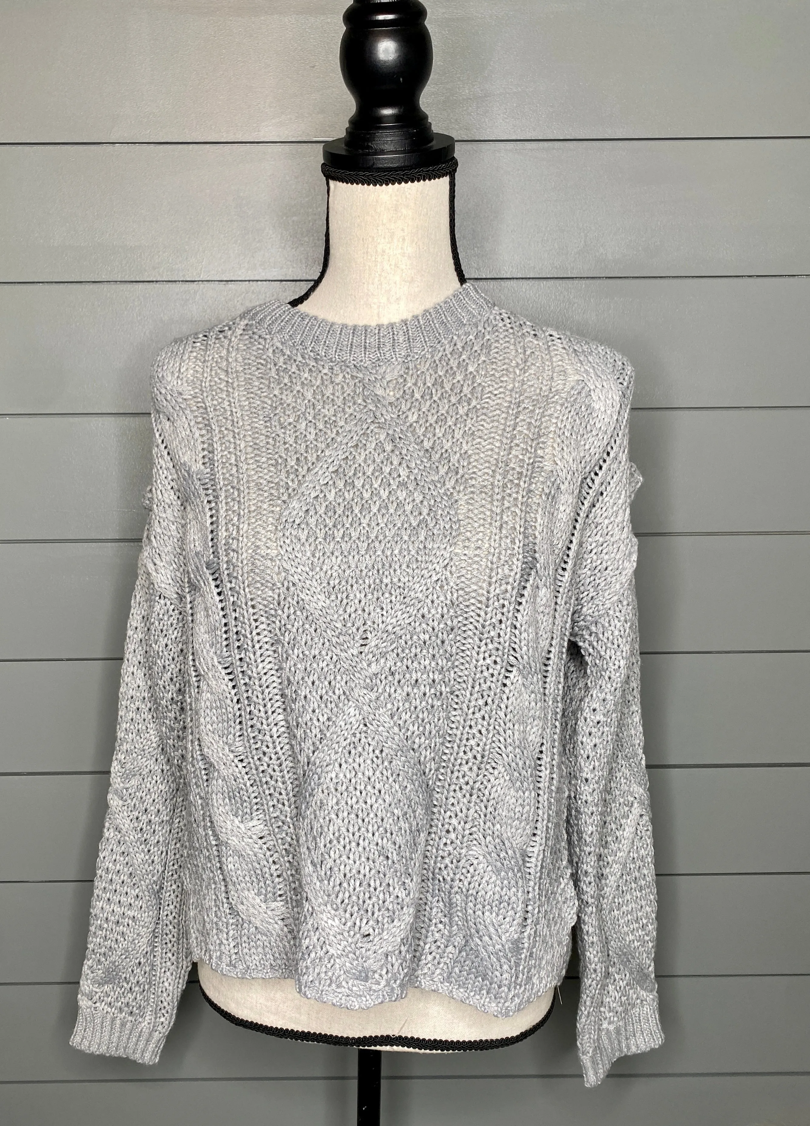 Cable Knit Grey Sweater