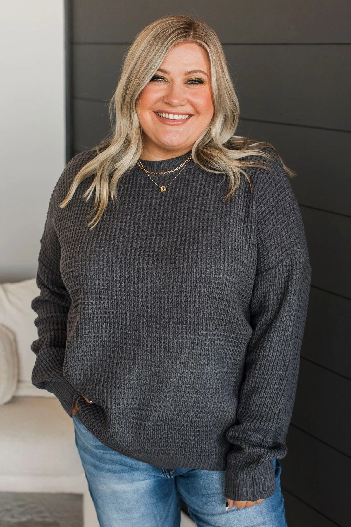 Captivating In Color Knit Sweater- Charcoal