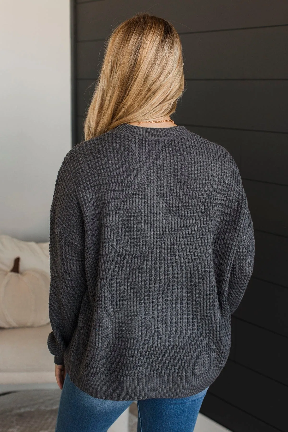 Captivating In Color Knit Sweater- Charcoal