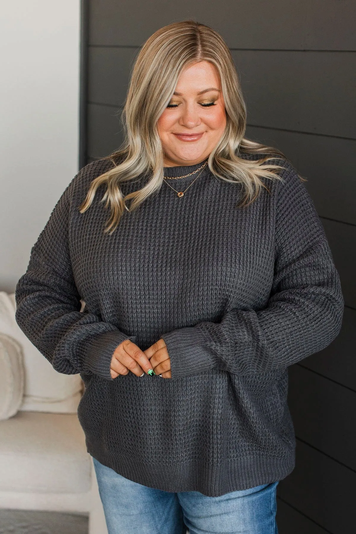 Captivating In Color Knit Sweater- Charcoal