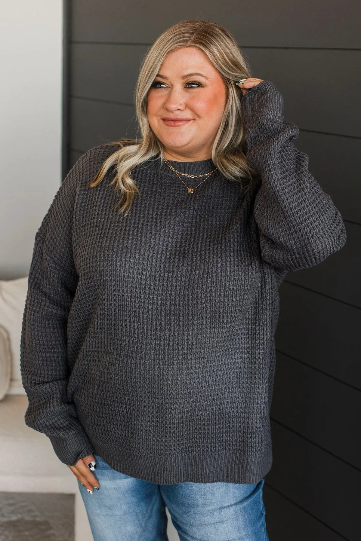 Captivating In Color Knit Sweater- Charcoal