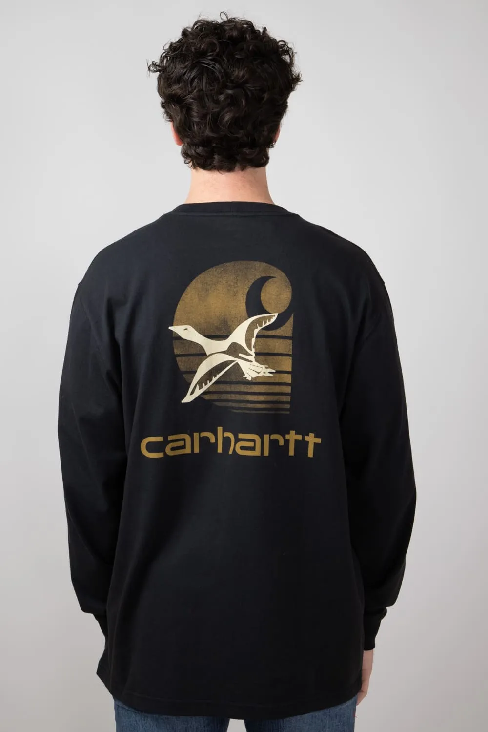 Carhartt Duck Graphic Heavyweight Pocket Long Sleeve T-Shirt for Men in Black | 106629-BLK-BLACK