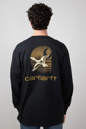 Carhartt Duck Graphic Heavyweight Pocket Long Sleeve T-Shirt for Men in Black | 106629-BLK-BLACK