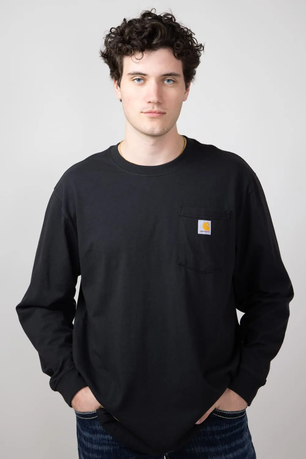 Carhartt Duck Graphic Heavyweight Pocket Long Sleeve T-Shirt for Men in Black | 106629-BLK-BLACK