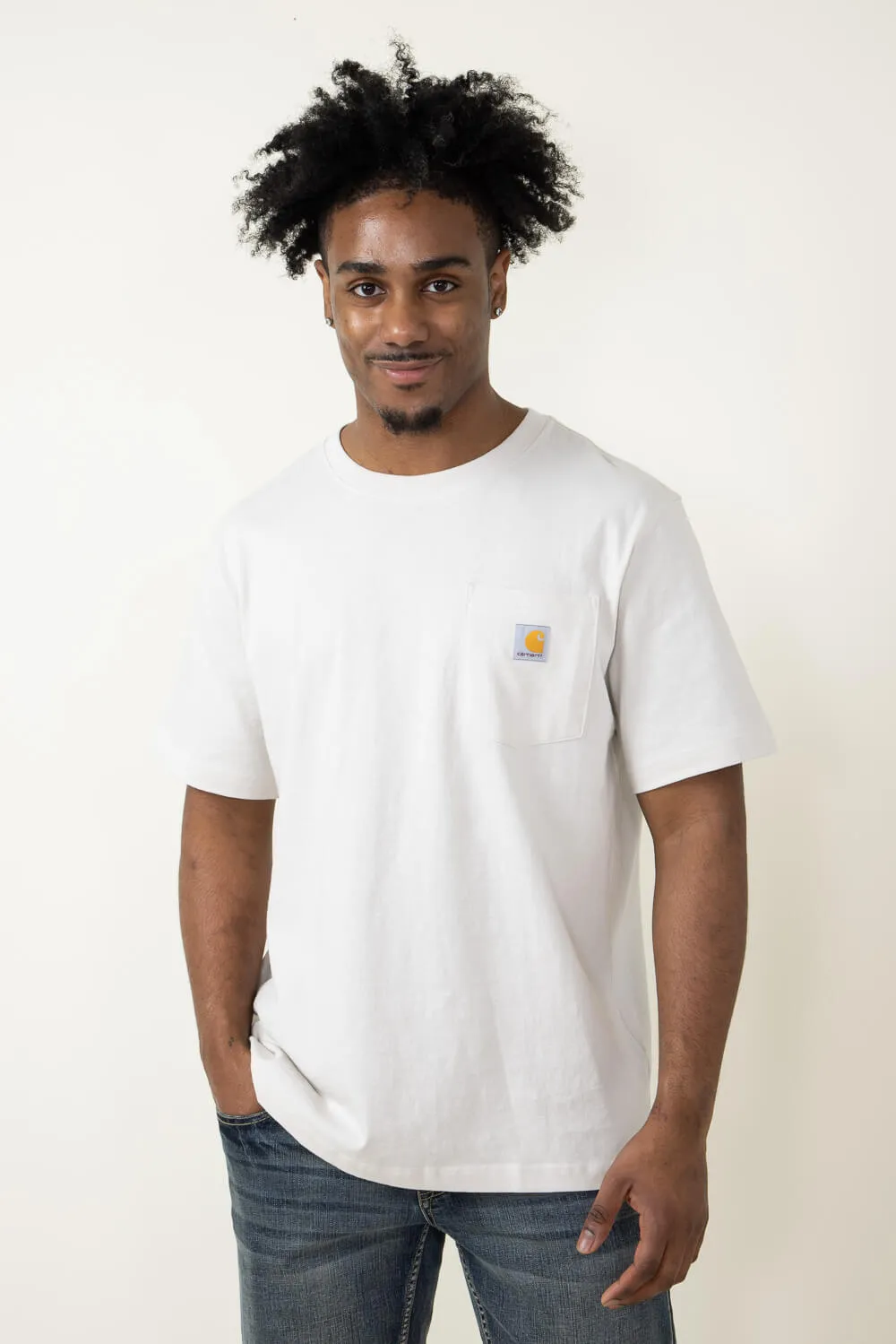 Carhartt Relaxed Fit Heavyweight Pocket C Graphic T-Shirt for Men in Malt White | 106149-W03-MALT