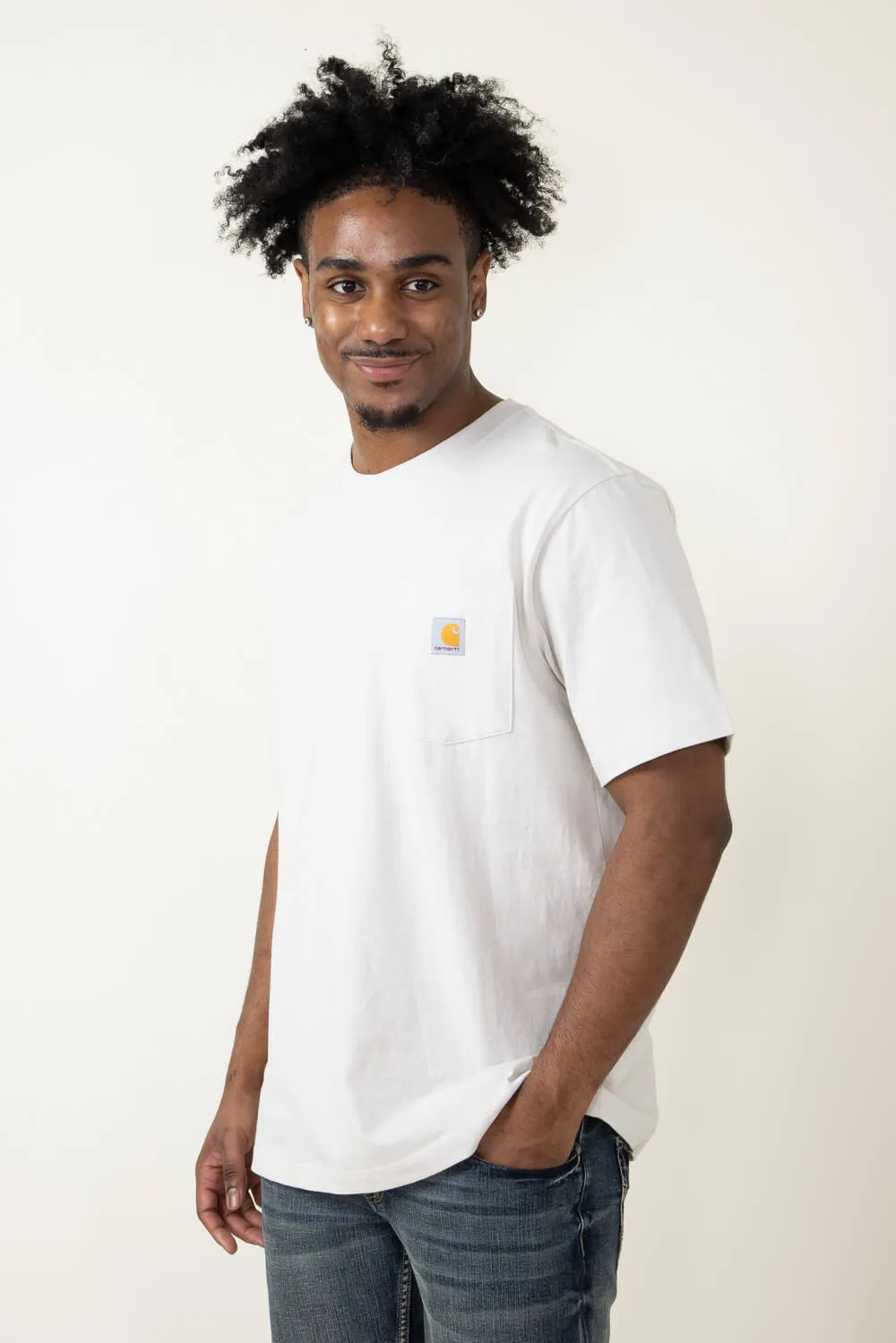 Carhartt Relaxed Fit Heavyweight Pocket C Graphic T-Shirt for Men in Malt White | 106149-W03-MALT