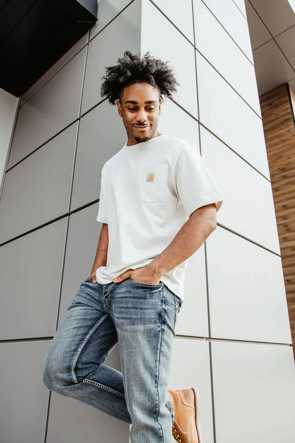 Carhartt Relaxed Fit Heavyweight Pocket C Graphic T-Shirt for Men in Malt White | 106149-W03-MALT