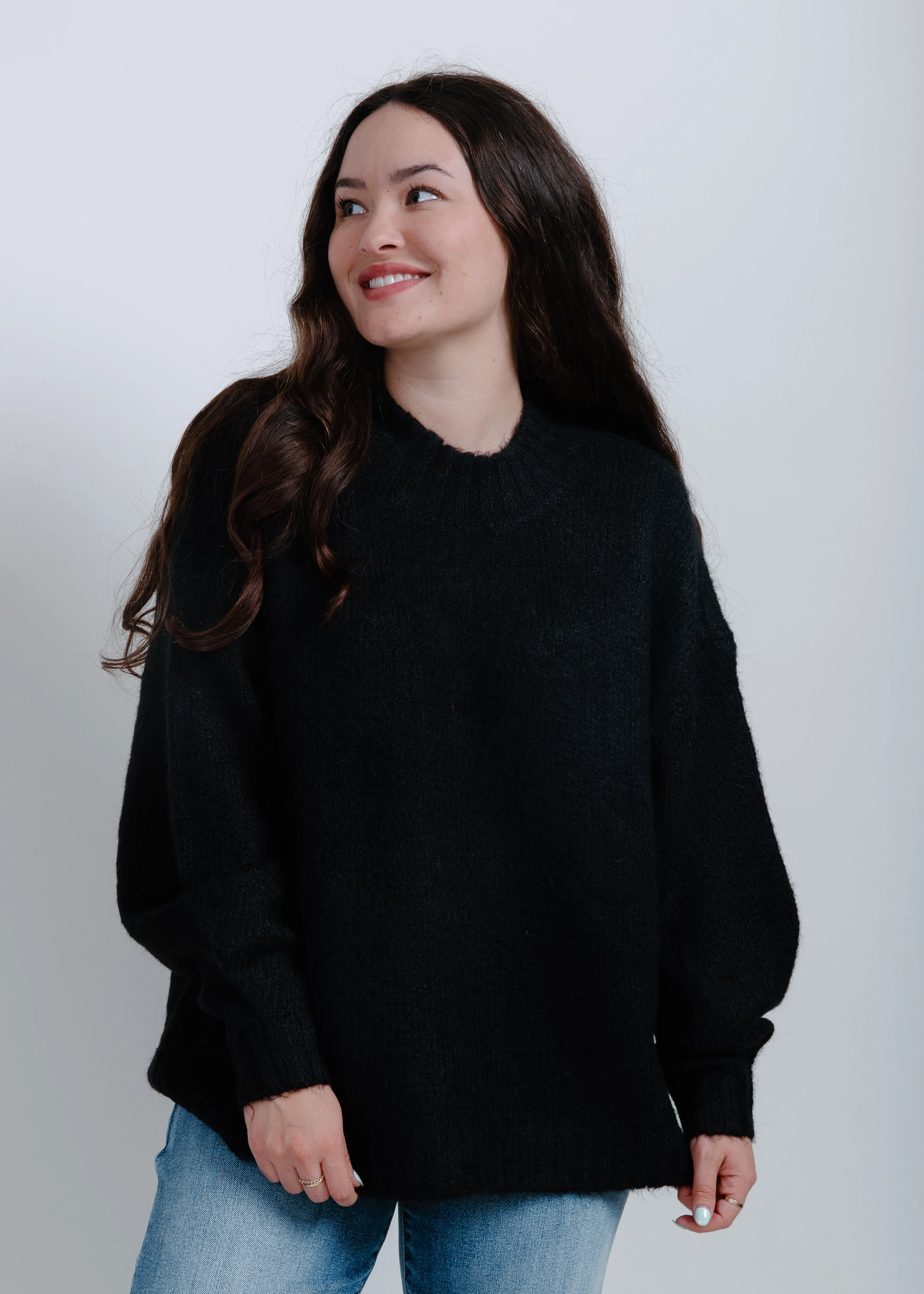 Carlen Mock Neck Sweater- Midnight