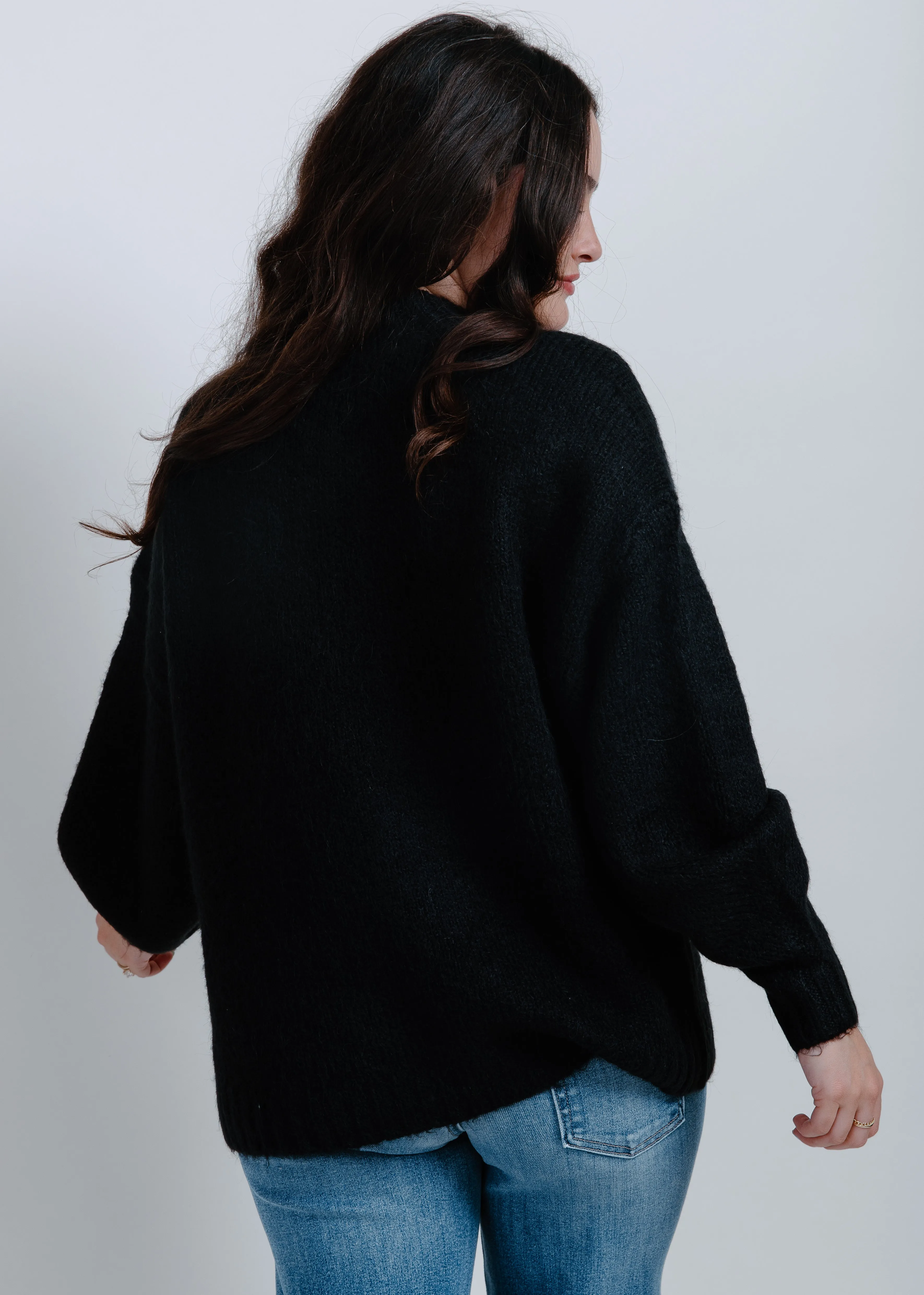 Carlen Mock Neck Sweater- Midnight
