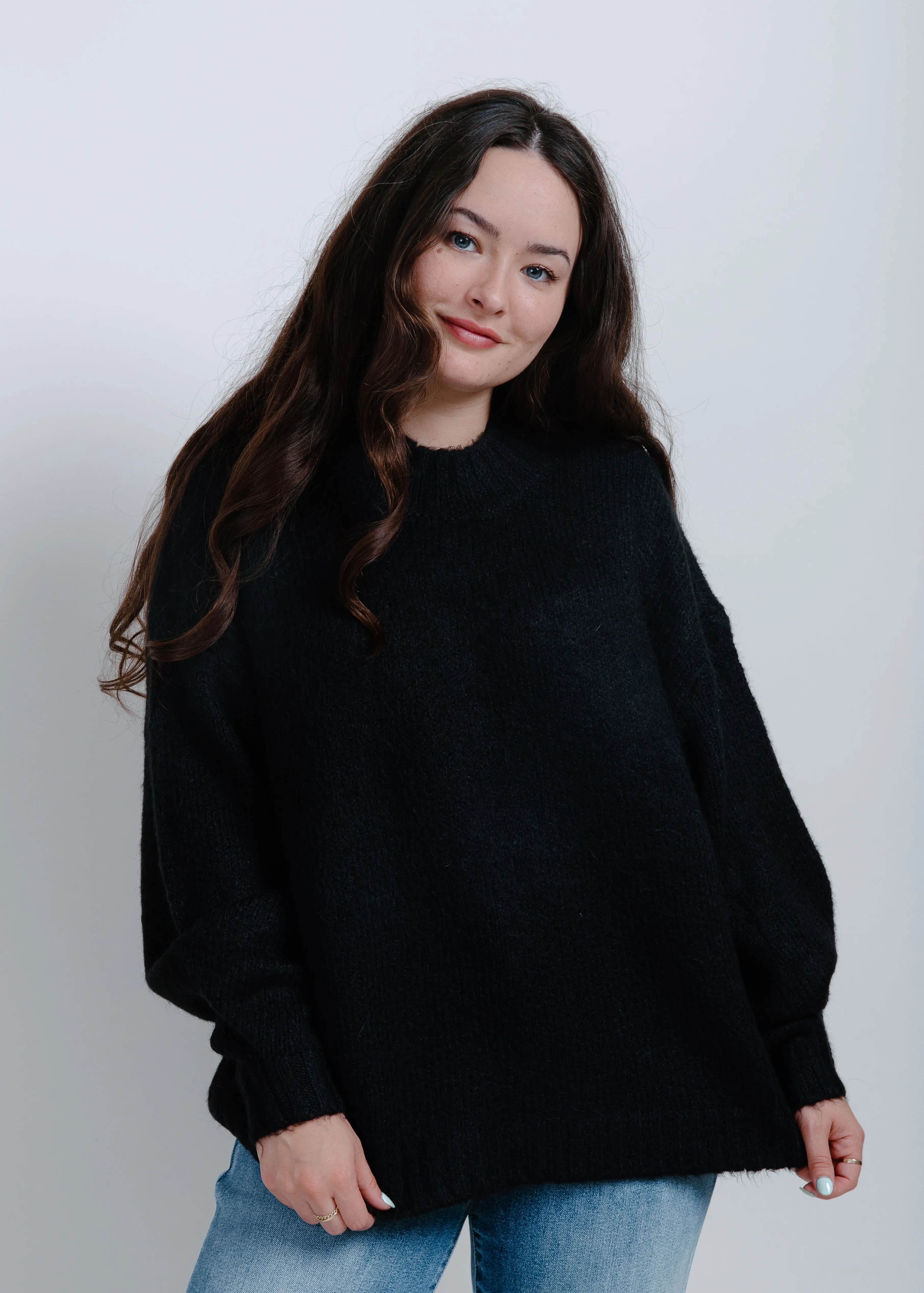 Carlen Mock Neck Sweater- Midnight