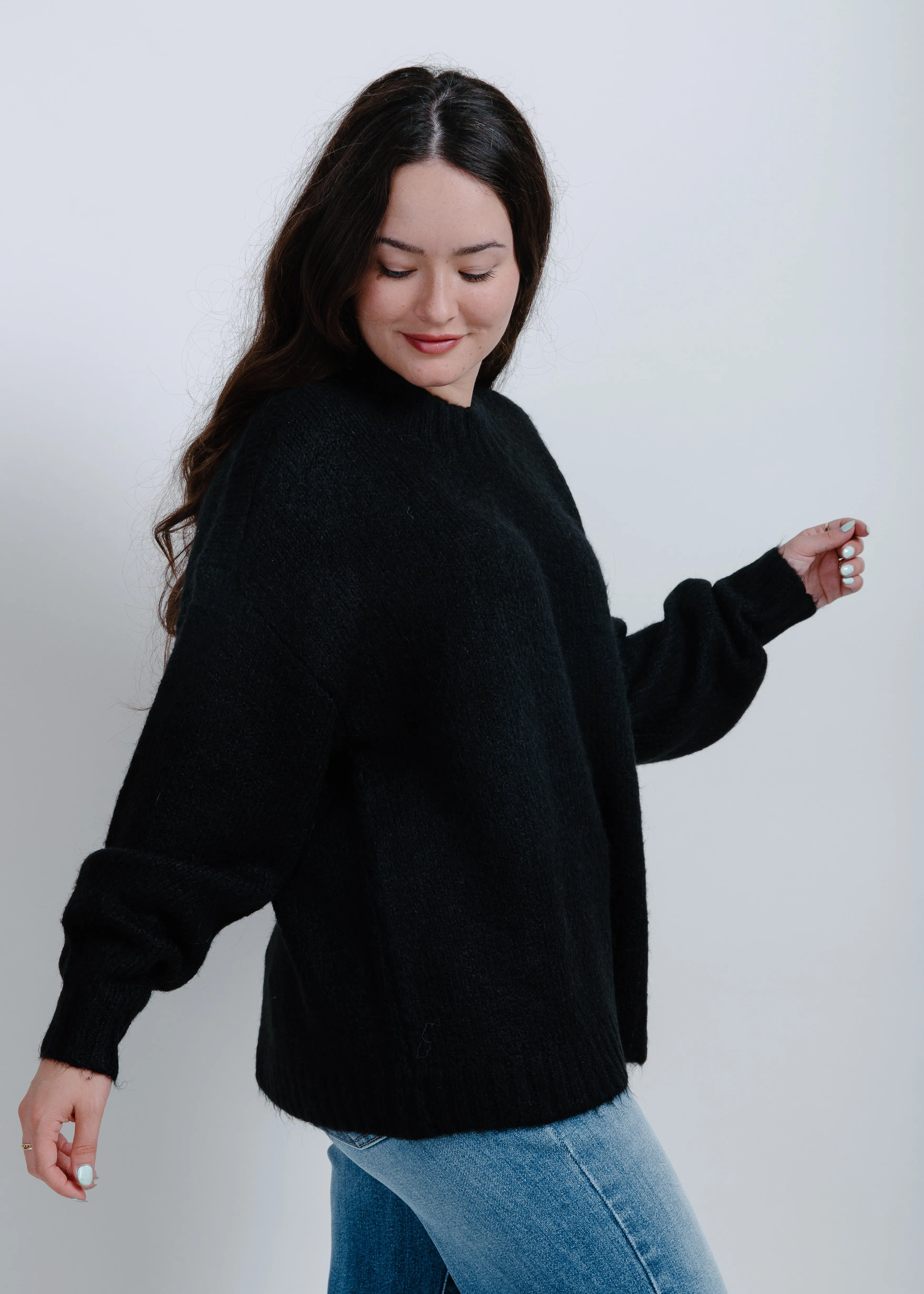 Carlen Mock Neck Sweater- Midnight