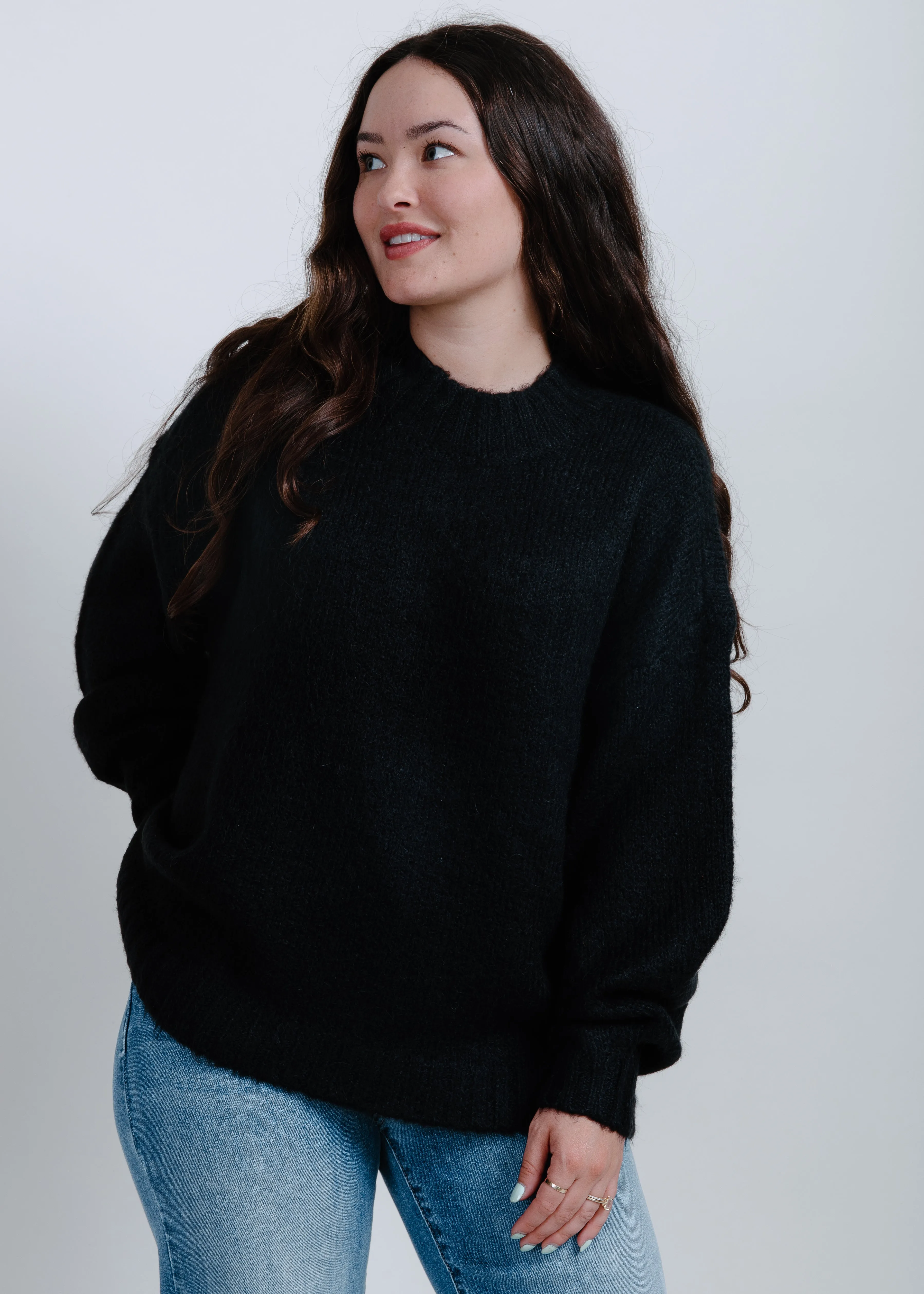 Carlen Mock Neck Sweater- Midnight