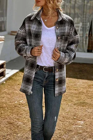Casual Fashion Loose Lapel Plaid Tops