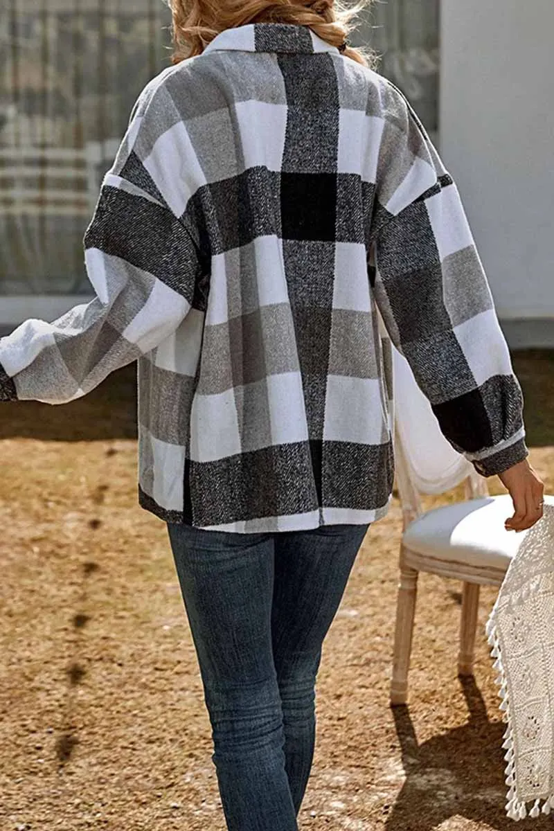 Casual Fashion Loose Lapel Plaid Tops