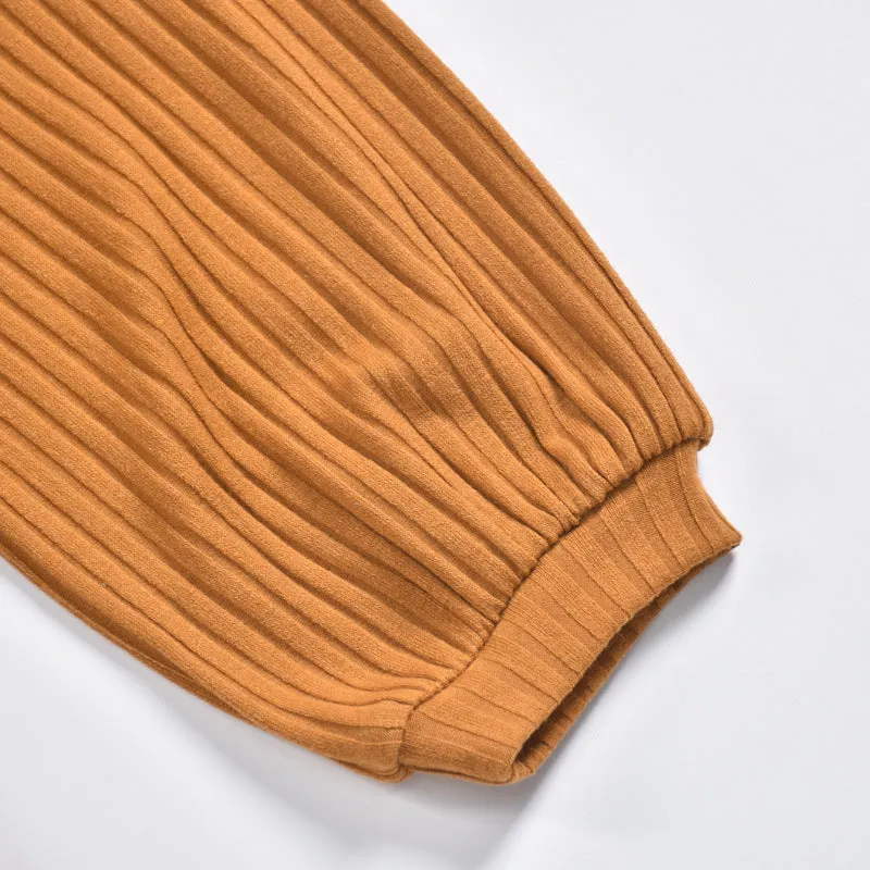 Casual Round Neck Knit Sweaters Pocket Mini Dresses