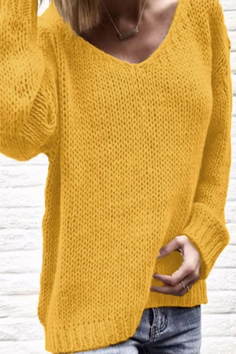 Casual Solid Solid Color V Neck Tops