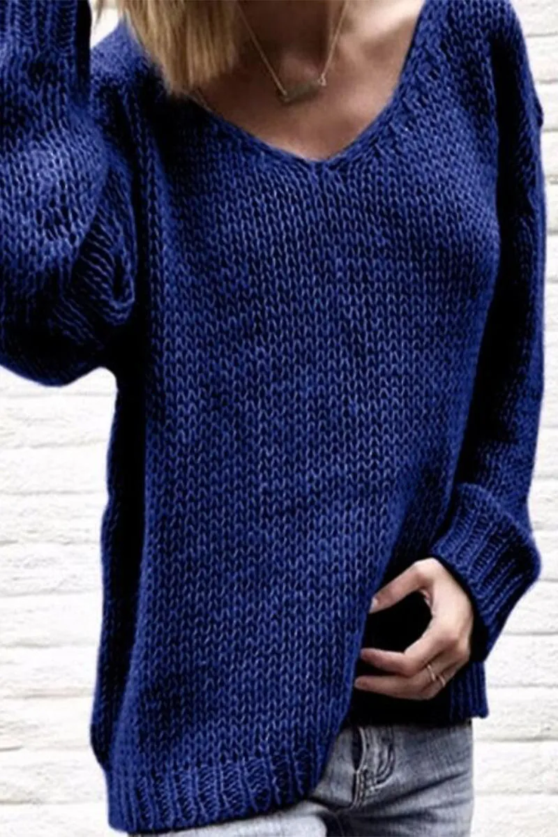 Casual Solid Solid Color V Neck Tops