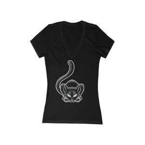Catman Michigan Women's Jersey Short Sleeve Deep V-Neck Tee