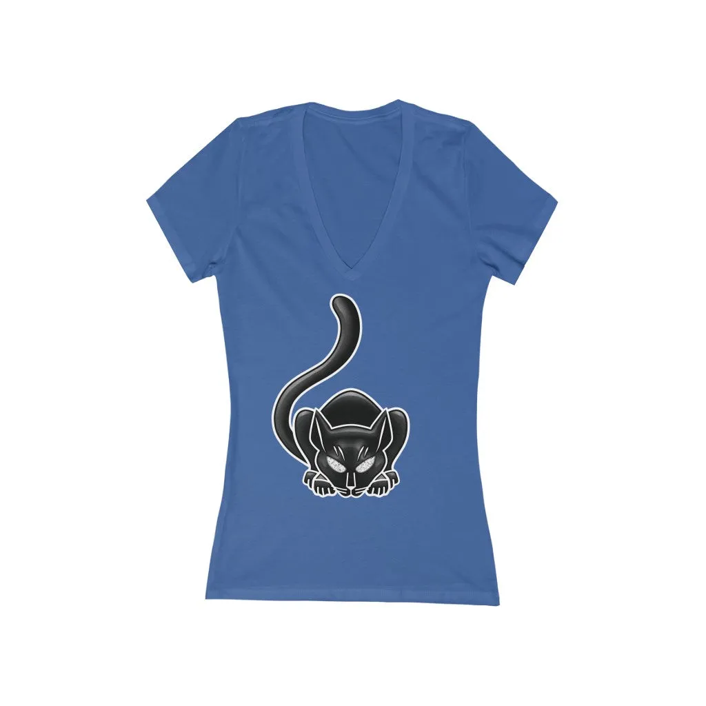 Catman Michigan Women's Jersey Short Sleeve Deep V-Neck Tee