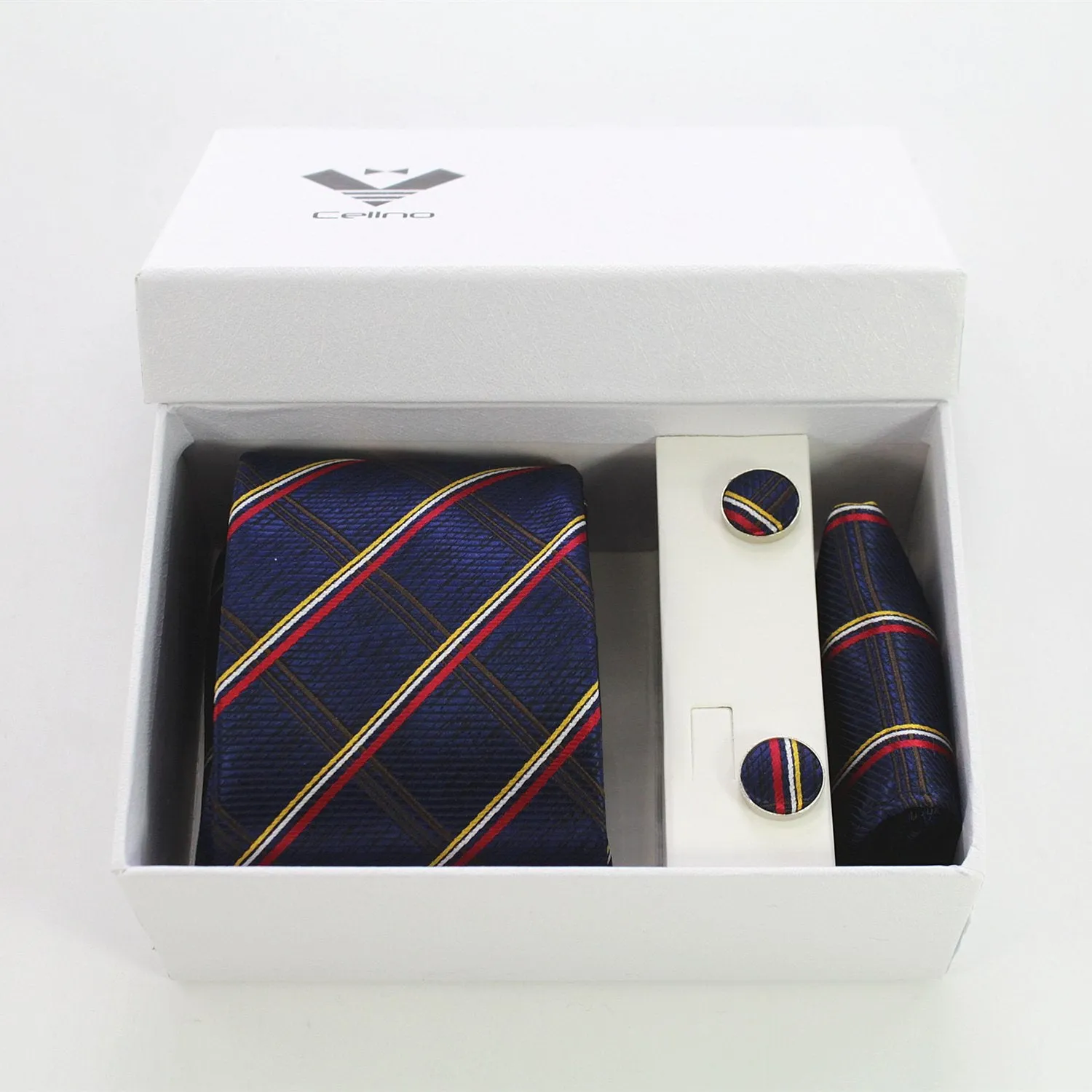 Celino Classic Stripes Silk Tie Set Woven Necktie for Men Made In Europe